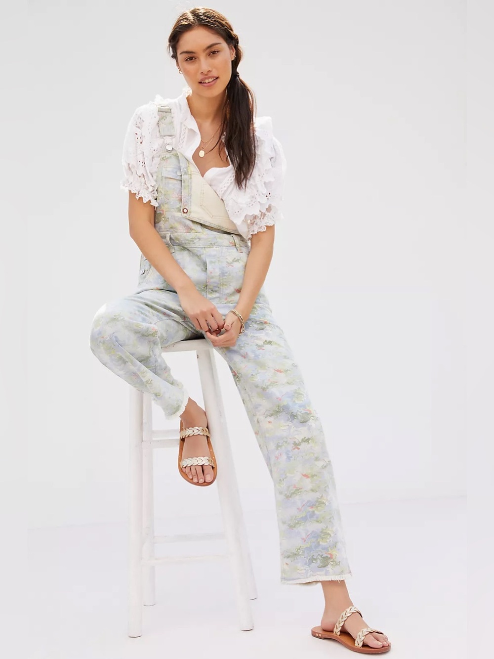 Anthropologie Pilcro Relaxed Denim Overalls “Watercolor”